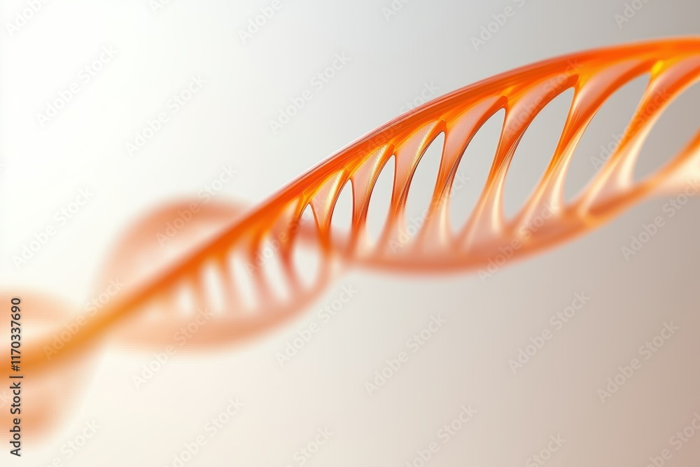 Poster abstract representation of orange dna helix structure with soft gradient background