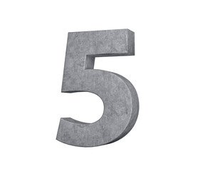 3d Concrete Number Five 5 Digit Made Of Grey Concrete Stone On White Background 3d Illustration
