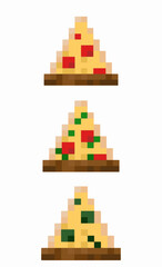 Fototapeta premium three slice pizza pixel art