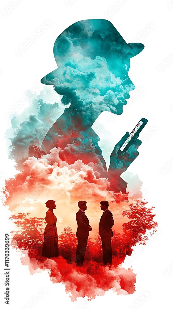 Poster tech for local experiences, double exposure design for technology and local experience