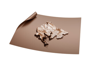 Map Of Montenegro Old Style Brown On Unrolled Map Paper Sheet On White Background 3d Illustration
