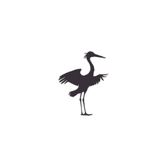 Collection of birds. silhouette of crane bird. crane bird silhouette