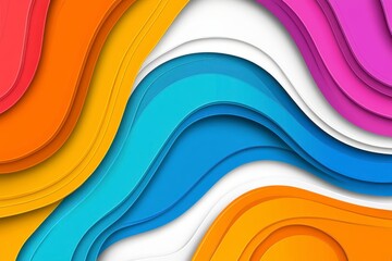 Colorful Abstract Paper Waves Design in Bright Tones and Shapes