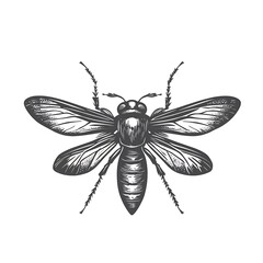 Vintage engraving of a wasp insect.