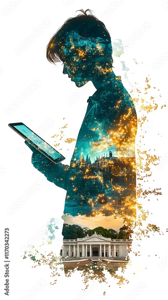 Poster tech for local experiences, innovative double exposure tech design concept