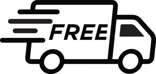 Fast & free shipping delivery truck flat icon for apps and websites