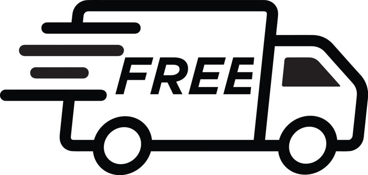 Fast & free shipping delivery truck flat icon for apps and websites