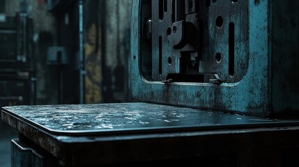 Industrial Press Machine in Abandoned Factory Setting