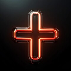 Fototapeta premium Medical cross logo, glowing edges, metallic core, 3D style