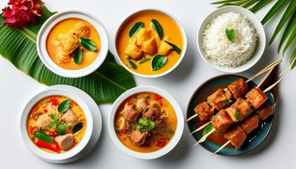 Traditional Thai Cuisine Featuring Four Iconic Dishes with Fresh Ingredients and Aromatic Spices