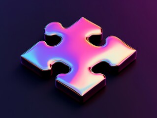 Obraz premium Puzzle piece symbol, vibrant gradient hues, interlocking detail, 3D illustration