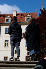 People in the downtown of Prague