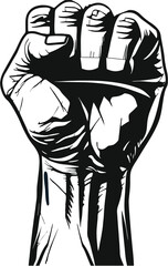 Raised human fist, Uprising and Power symbol. Determination, Protest and commitment icon. Clenched fist raised up gesture for revolution, movement, rebellion and victory. Editable, EPS 10.