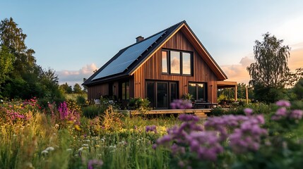 minimalist eco-friendly home with solar panels