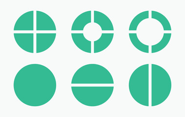 Set of four parts of circle. Pie chart with four same size sectors.