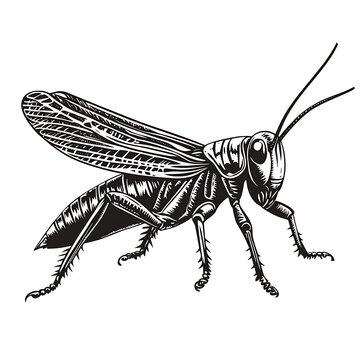 black and white grasshopper insect clip art preview