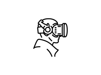 a man in virtual reality glasses icon. Element of virtual reality for mobile concept and web apps illustration. black line icon for website design and app development