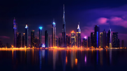 Obraz premium Night city skyline
