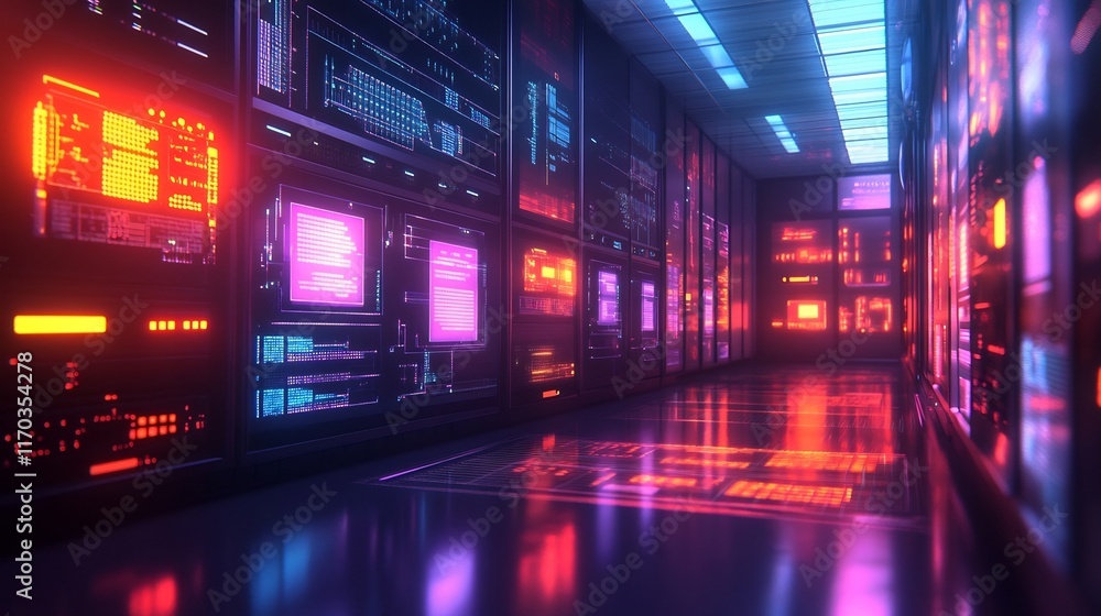 Aufkleber secure server room with encrypted health data transfers showcasing digital privacy
