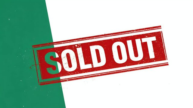 Red &ldquo;Sold Out&rdquo; white matte stamps dynamically appear different color backgrounds providing versatile animation marketing announcement purposes