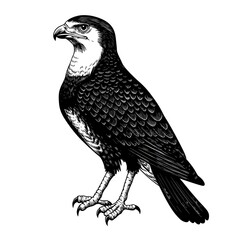 Obraz premium Caracara bird, detailed black and white, full body.
