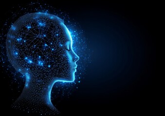 Futuristic abstract blue background featuring digital connection lines and dots for ai and big data