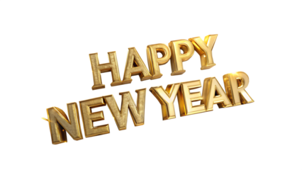 Happy new year 2025 golden text golden Balloons with Hearts and Stars isolated on white background as transparent. PNG.AI GENERATED