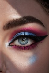 Obraz premium Stunning Close-Up of a Woman's Eye with Vibrant Makeup