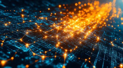 Digital Interface with Glowing Technology Effects