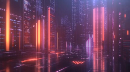 Futuristic Abstract Finance Tech Design with Glowing Effects