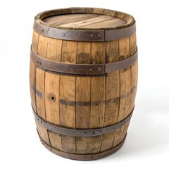 Obraz premium Barrel made of crushed oak, cut out, on isolated white background