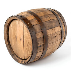 Barrel made of crushed oak, cut out, on isolated white background, Clipping path