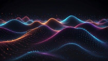 Fototapeta premium A colorful wave with a black background. Background. Abstract. Futuristic. Graphics.