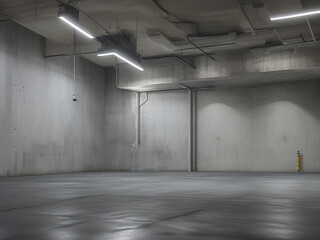 Concrete Parking Garage: Minimalist Industrial Interior Design