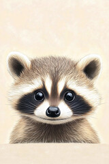 Obraz premium Adorable Baby Raccoon Portrait - Cute Wildlife Art