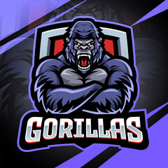 Gorilla esport mascot logo design