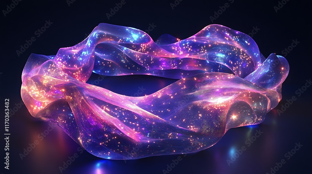 Poster luminous fabric forms a glowing circular shape