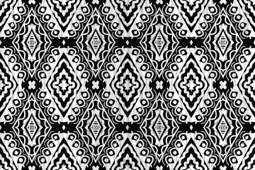 abstract tribal feather seamless pattern, Seamless black blue and white color, Ikat Ogee Background Pattern, Seamless Ikat Chevron Background Pattern.