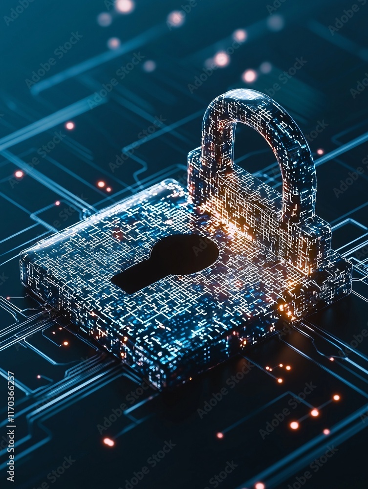 Poster a digital lock being overridden in a network interface, symbolizing a successful hack, with plenty o