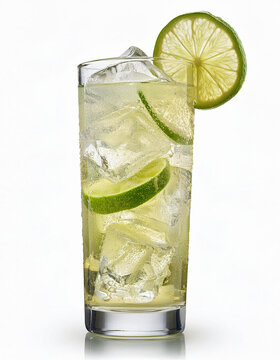 Iced lime-ade beverage with fresh lime.