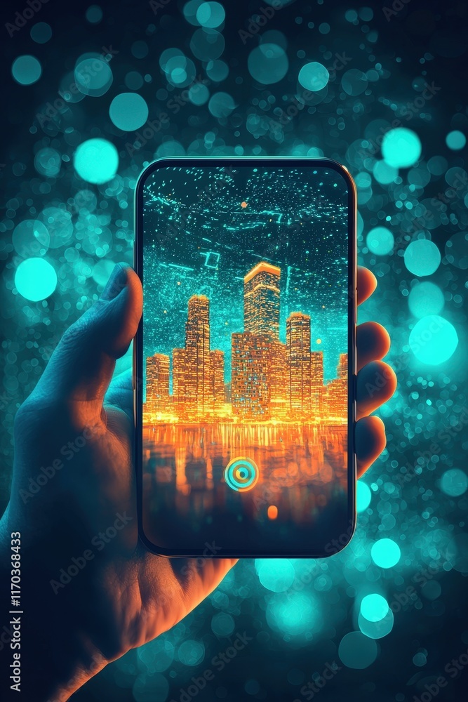 Poster a smartphone app displaying real-time environmental data from a smart city.