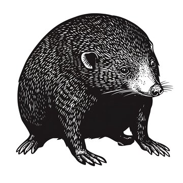 black and white raccoon standing clip art preview