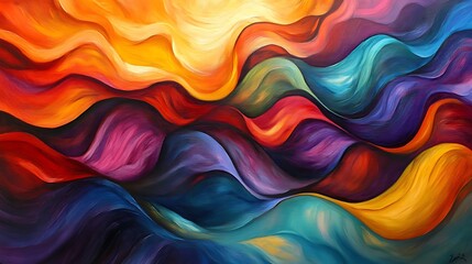 Obraz premium Abstract Colorful Waves of Vibrant Hues