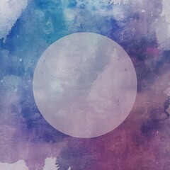 Abstract watercolor background with pale circle in the middle. Texture paper. Space for text