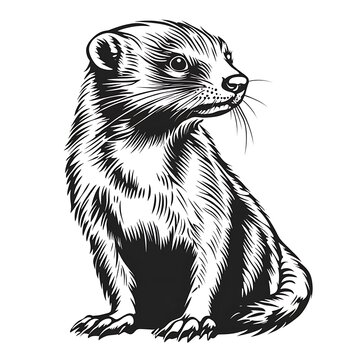 Vector sketch of weasel isolated on white background.