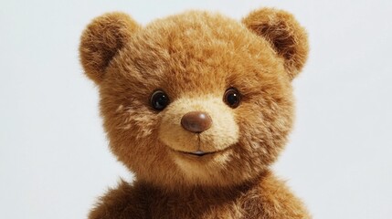 Obraz premium A cheerful brown teddy bear with big eyes and a friendly smile, symbolizing warmth and companionship.