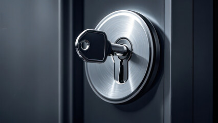 Golden Key in Lock Symbolizing Security and Protection