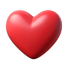 Glossy 3D Red Heart Icon on Transparent Background