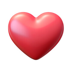 Glossy 3D Red Heart Icon on Transparent Background