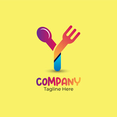 Letter Y spoon and fork logo. Symbolizing food, dining, and culinary brands.